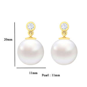 Pendientes de Perlas de Plata de Ley 92.5 Clara, Chapados en Oro, Regalo para Mujeres y Niñas - Product Image 3