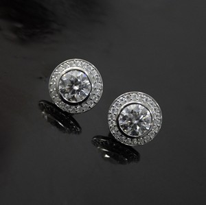 D Color VVS1 <b>Silver</b> Moissanite <b>Stud</b> <b>Earrings</b> <b>For</b> <b>Women</b> Beautiful Bezel Setting <b>Silver</b> Pendant Jewelry - Product Image 2