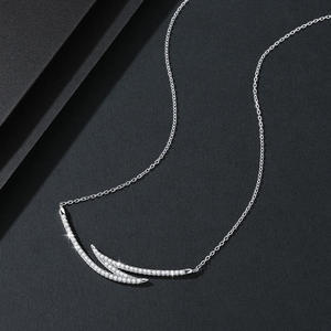 Collar con Colgante de Plata de Ley 925 con Forma de Barra Curva en Capas Modernas, con Diamantes de Moissanita, para Compromiso, Boda, Regalo para Mujer - Product Image 4