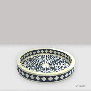 Bandeja Decorativa Ecológica con Incrustaciones de Hueso y Detalles de Ágata Natural, Diseño Floral/Geométrico/Vintage para Acción de Gracias - Product Image 2