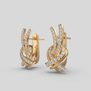 High on Demand Small Diamond Stud <b>Earrings</b> in 18K Rose Gold Delicate Gift for Birthday Graduation or Everyday Sparkle for Sale - Product Image 3