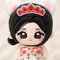 Peluche personnalisée Kawaii, robe florale, oreilles de chat, couronne, figurine d'anime en peluche, cadeau, objet de collection