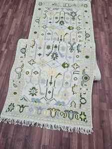 Alfombras Oushak modernas naranjas y blancas hechas a mano Diseño turco anudado a mano Premium Hecho EN LA India Patrón abstracto - Product Image 2