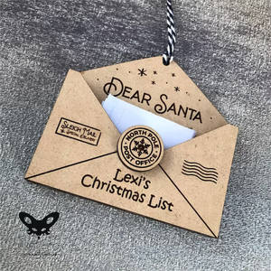 Delarchi 2023ตกแต่งต้นคริสต์มาสที่มีคุณภาพสูงมีตัวอักษรลายนูน3D Noel 7.5x10cm เครื่องประดับไม้อัดสี่เหลี่ยม - Product Image 2