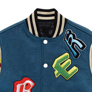 Chaqueta universitaria de alta calidad para hombre, lona personalizable, bordado de chenilla, Mangas de cuero, estilo Letterman de béisbol - Product Image 3