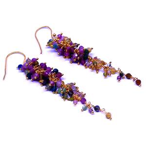 Party Wear 925 Sterling Silver Chapado en oro Multi Tourmaline Gemstone Mujeres Wear Hanging Earring Set - Product Image 2