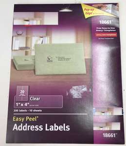 Étiquettes d'expédition faciles à décoller, neuves, originales, 18661, pour imprimantes à jet d'encre, 1 x 4, transparentes, 200/paquet - Product Image 5