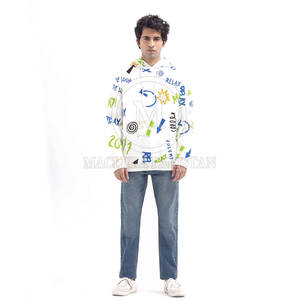 Sweat à capuche pour homme imprimé d'hiver de qualité supérieure avec cordon de serrage réglable Intérieur en molleton doux Mélange de polyester/coton - Product Image 5