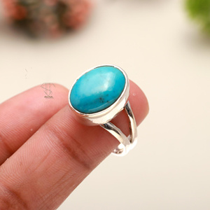 <b>Top</b> Selling Genuine Arizona Turquoise Gemstone 925 Solid Sterling <b>Silver</b> Dainty Promise Boho Fine Jewellery Ring for <b>Women</b> - Product Image 3