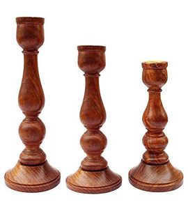 Portavelas de madera antiguo Nuevos diseños clásicos Portavelas de pilar de calidad premium para decoración del hogar para Navidad-HF CRAFTS - Product Image 5