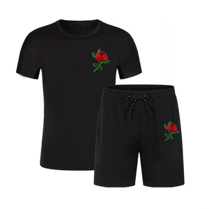 Ensemble t-shirt et short pour hommes personnalisé en coton pour l'été 2 vêtements deux pièces - Product Image 2