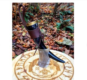 Corne à boire viking personnalisée, grande, écologique, polie à la main, forme naturelle, couleur naturelle, style européen, souvenir animalier nautique - Product Image 2