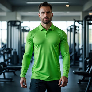 Camisetas Polo atléticas de manga corta para hombre, ropa de gimnasio para hombre, camiseta Polo de poliéster 100% para correr para hombre - Product Image 4