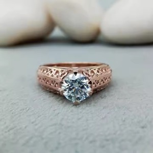 Custom <b>unique</b> Solitaire VVS Moissanite Gold 14k 18k <b>Engagement</b> Wedding <b>Ring</b> Trendy 925 Silver Set 100% Satisfaction Guaranteed - Product Image 1