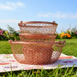 Cesta de Metal de Cobre 40x26cm 1 Pieza - Product Image 3