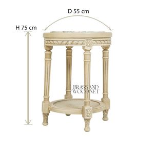 Mesa Auxiliar Redonda de Lujo con Tapa de Mármol Beige y Marco Calado Tallado a Mano en Oro Antiguo para Decoración Clásica de Esquinas - Product Image 2