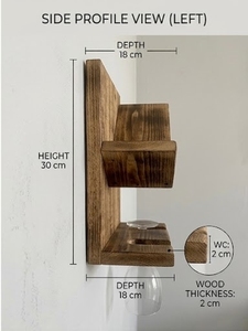 Rustic Wood <b>Wall</b> Mounted Wine Rack Single Tier <b>Hanging</b> <b>Storage</b> Holder For Beverage - Product Image 5