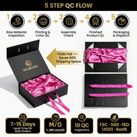 Boîte cadeau magnétique rigide noire personnalisée, carton premium, emballage pour extensions de cheveux, perruques, cosmétiques, laminage mat, logo en feuille d'or
