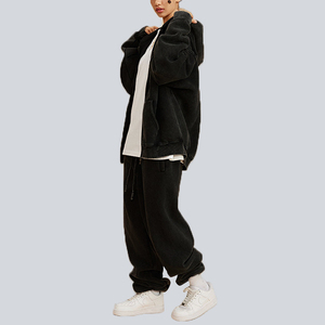 Chándal de lana de algodón 100% liso de invierno de alta calidad, chándal personalizado Unisex Vintage, sudaderas con capucha, ropa de calle - Product Image 6
