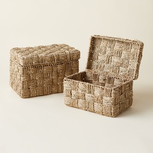 Cheapest Price <b>Stackable</b> Seagrass <b>Boxes</b> and Bins Room Arrangement Natural Stacking <b>Storage</b> Box - Product Image 5