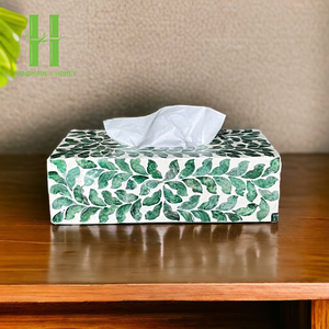 Alta calidad de lujo madre de perla fregona caja de pañuelos de madera cubierta cuadrada rectángulo nácar servilletero OEM hecho en Vietnam - Product Image 3