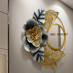 Forma de flor rosa con arte de pared de Color dorado y gris, diseño moderno, decoración para sala de estar, espejo de pared, arte de pared para la mejor venta - Product Image 2
