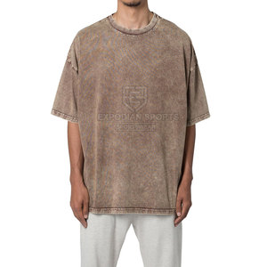 T-shirts en coton 100% de qualité supérieure, style oversize, délavés à l'acide, solides, fabriqués sur mesure, vêtements d'été respirants, séchage rapide, écologiques - Product Image 1