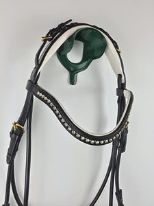 Brida con charol y elementos cosidos redondos, con banda nasal sueca y anatómica - Product Image 5