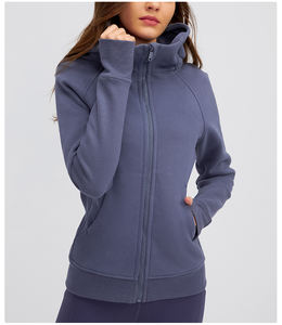 Sudadera con Capucha Azul Claro con Cierre para Mujer, Sudadera de Felpa, Chaqueta de Algodón Suave con Cierre Completo, Nuevo Logotipo Personalizado OEM, Ropa de Invierno - Product Image 3