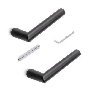 Maniglie per porte e finestre in alluminio a forma di L-R Emuca con finitura verniciata nera per serrature a vetro - Product Image 1