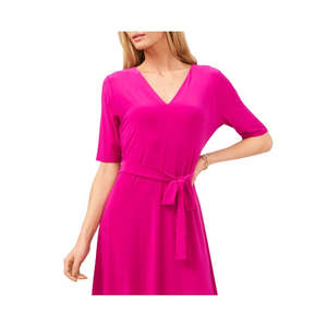 Abito Midi Elegante da Donna MSK con Scollo a V, Rosa, Taglia XL, Traspirante, Moda Ufficio con Spacchi e Vita Naturale - Product Image 2