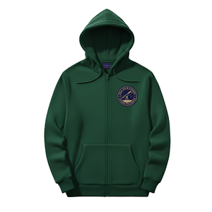 Trendy 2026 Men's Zipper <b>Hoodie</b> 100% Cotton Custom Design Fashionable Sportswear Breathable Eco-Friendly Green Color Printed - Product Image 2