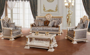 Juego de sofá de sala de estar tallado a mano pulido europeo, sofás de madera de teca real, diseño de sala de dibujo, sofá de lujo superventas, exportadores - Product Image 3