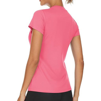 Kaos Yoga Wanita Ringan, Bernapas, Regular Fit, Lengan Pendek, Bermotif, dengan Aplikasi dan Finishing Washed