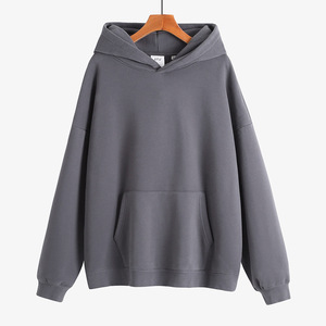 Sweats à capuche unis en coton épais 400gsm pour hommes, broderie de logo personnalisé pour l'hiver, sweats à capuche épais vierges à impression bouffante sans ficelle - Product Image 4