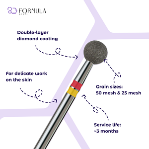 หัวเจียรเล็บเพชร Formula Profi Premium Diamond Ball ขนาด 5.5 มม. สีแดง+เหลือง สำหรับขัดหนังกำพร้า ทำเล็บมือและเล็บเท้า ใช้กับเครื่องตะไบไฟฟ้า ผลิตจากสแตนเลส - Product Image 2