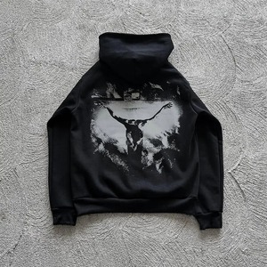 ชุดวอร์มวินเทจปักลายสำหรับผู้ชายชุดวอร์มแนวสตรีทผ้ามีฮู้ดและเสื้อฮู้ดชุดวอร์มซักกรดซีดแสงแดด - Product Image 2