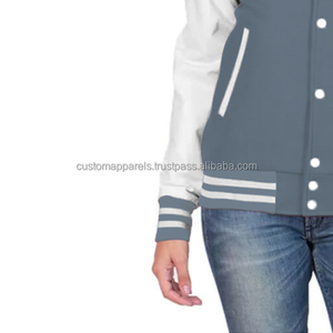 Classic Style Cotton <b>Quilted</b> Breathable Plain Dyed Custom Embroidered Women's Varsity Jacket - Product Image 6