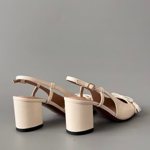 Sandalias de tacón bajo con correa trasera y hebilla metálica para mujer, diseño patchwork, punta redonda y lazo frontal, estilo slingback, ¡las más vendidas! - Product Image 2