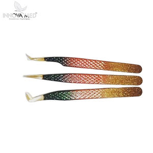 Pinzas para pestañas de acero inoxidable de alta calidad, Mango antideslizante, nueva herramienta de belleza, extensión de pestañas, puntas inclinadas rectas curvas - Product Image 3