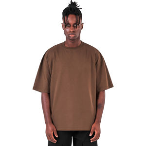 T-shirt classique surdimensionné 100% coton pour homme, poids moyen, séchage rapide, gym léger, longueur longue et col côtelé, manches courtes - Product Image 1