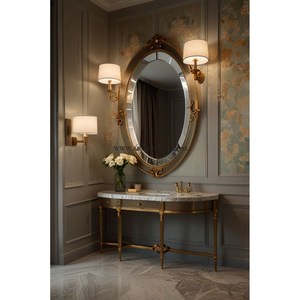 Grand miroir mural en bois avec cadre, décoration intérieure, décoration murale de salon, finition peinte en blanc, design de miroir mural - Product Image 6