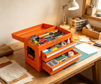 Boîte de rangement en métal TYXD avec 3 tiroirs, organisateur de bureau multi-niveaux pour outils, bijoux, cosmétiques et papeterie