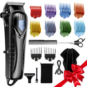 Cortadora de Pelo Profesional Inalámbrica, Kit de Corte de Pelo con 10 Peines, Pantalla LED, Bajo Ruido, Fuente de Alimentación USB/Batería para Hombres - Product Image 2