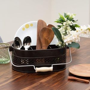 Wholesale Metal Caddy Cutlery Holder With Wooden Handle Kitchen in Affordable Price - Product Image 6