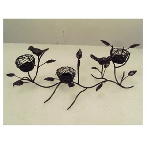 <b>Leaf</b> Branches Bird Nest Black Aluminium Tea Light Candle Holder for Home Living Room Party Wedding Table Top Decor - Product Image 1