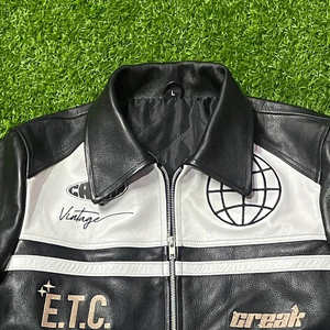 Ventes chaudes d'hiver, vestes en cuir véritable et en toile pour motards, taille personnalisée, col roulé tendance, noir, imperméable - Product Image 3