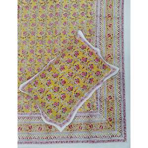 Hand Block Printed 100% Cotton King Size Double Bedsheet with Pillow Cover Floral Pattern <b>Comforter</b> <b>Set</b> 3-Piece <b>Set</b> for Home Use - Product Image 1
