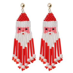 Clipon Seed Bead Scarf <b>Penguin</b> <b>Earrings</b> Winter Christmas Seedbeads Clipon Post Designs Embroidery Holiday <b>Earrings</b> - Product Image 4