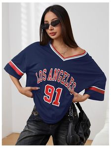เสื้อเจอร์ซีย์อินเทรนด์เสื้อยืดขนาดใหญ่สำหรับทุกเพศกราฟิกคอวีย้อนยุคระบายอากาศลำลองพิมพ์ซับลิเมชัน Y2K ฟุตบอล - Product Image 3